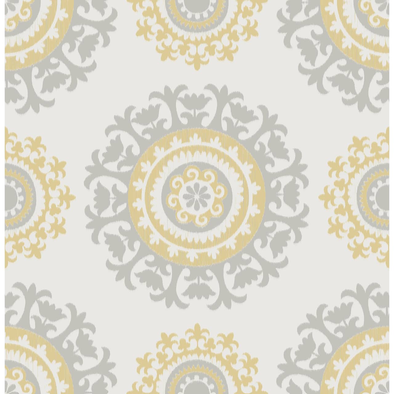 NuWallpaper Gray & Yellow Suzani Peel & Stick Wallpaper